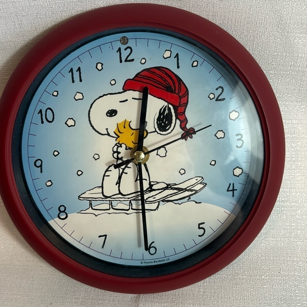 Clock Snoopy &‎ Woodstock winter snow Christmas 6"x6" with MUSIC